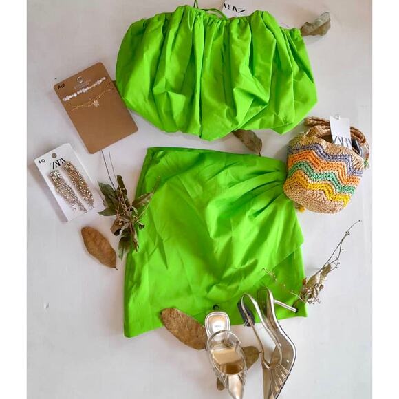 ZARA BLOGGER FAVE!!! Co-Ord Set Balloon Crop Top + Mini Skirt LIMITED EDITION! - Picture 16 of 16